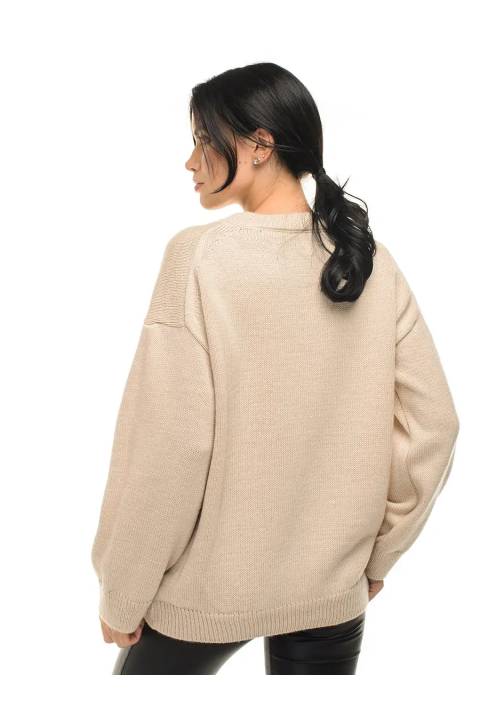 Soft Touch O-neck Knit Jumper Beige