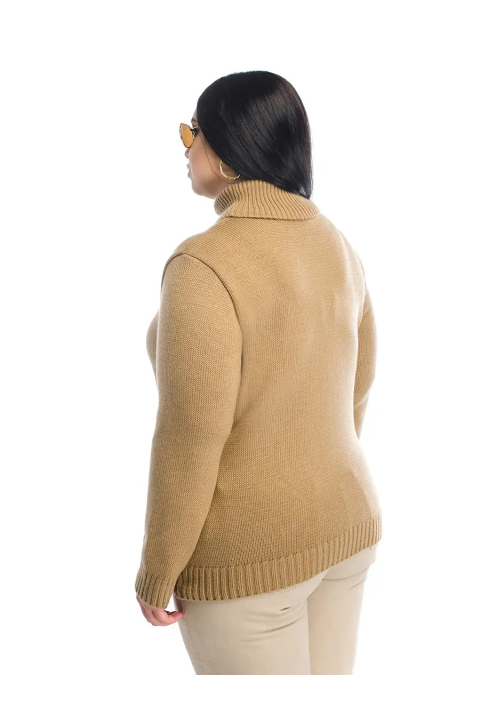 Turtleneck knit pullover Beige
