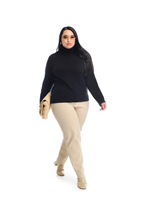 Turtleneck knit pullover Black