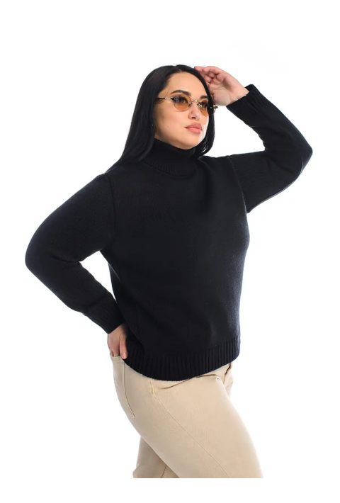 Turtleneck knit pullover Black
