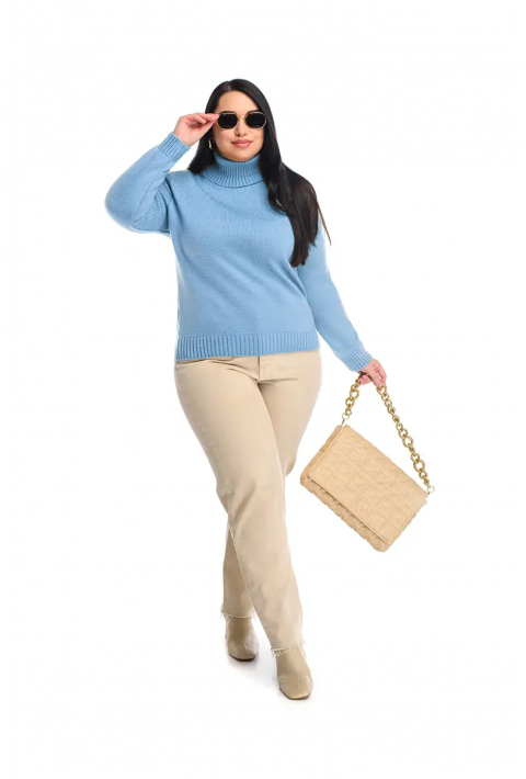 Turtleneck knit pullover Light blue