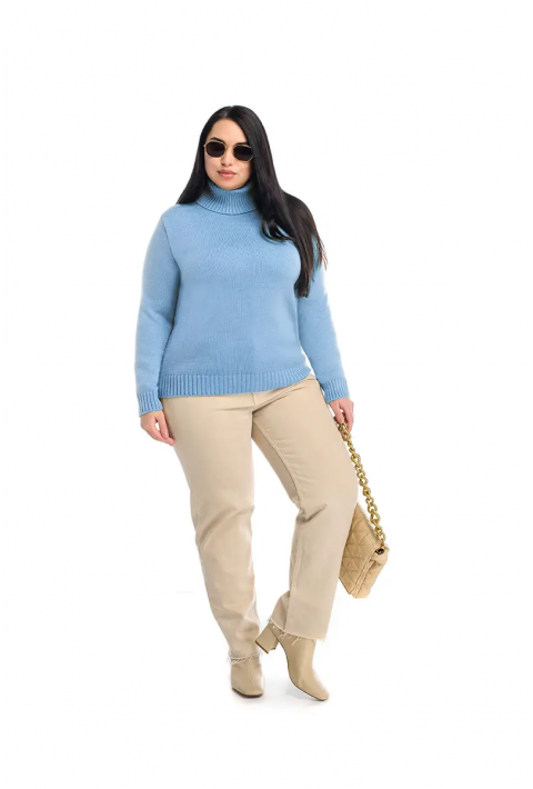 Turtleneck knit pullover Light blue
