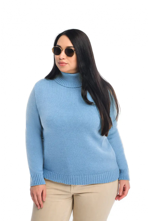 Turtleneck knit pullover Light blue