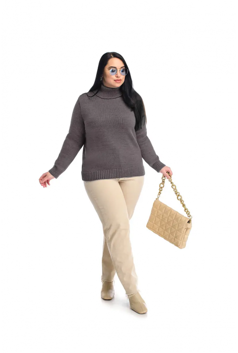 Turtleneck knit pullover Grey