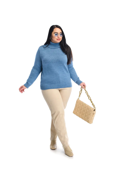 Turtleneck knit pullover Blue