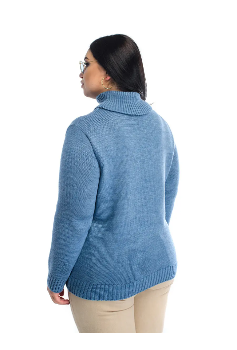 Turtleneck knit pullover Blue