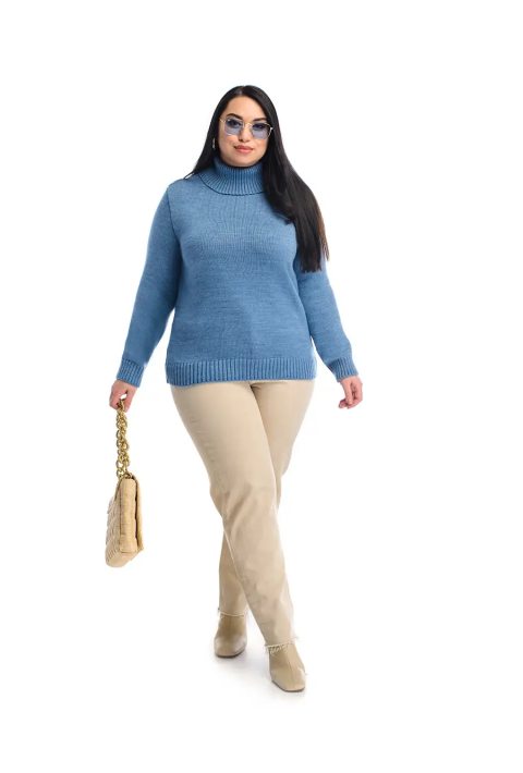 Turtleneck knit pullover Blue