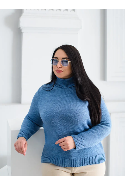 Turtleneck knit pullover Blue
