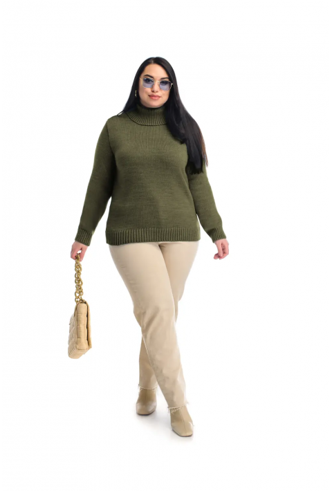 Turtleneck knit pullover Army green