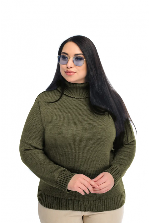 Turtleneck knit pullover Army green