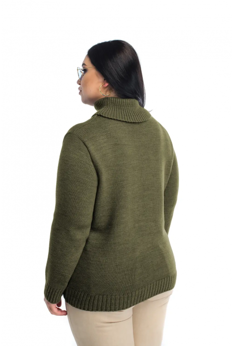 Turtleneck knit pullover Army green