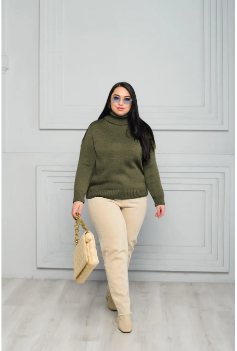Turtleneck knit pullover Army green