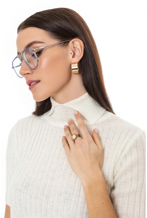 Turtleneck knit pullover Cream