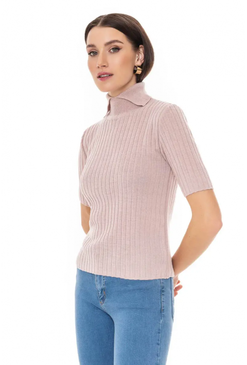 Turtleneck knit pullover Rose
