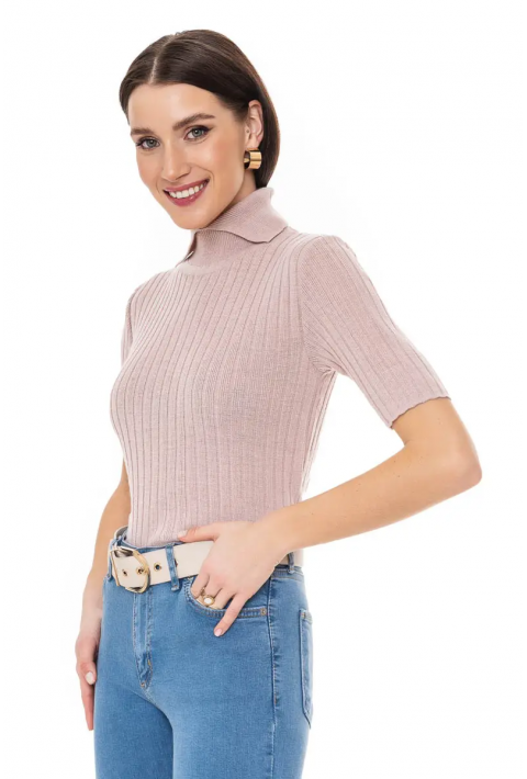 Turtleneck knit pullover Rose