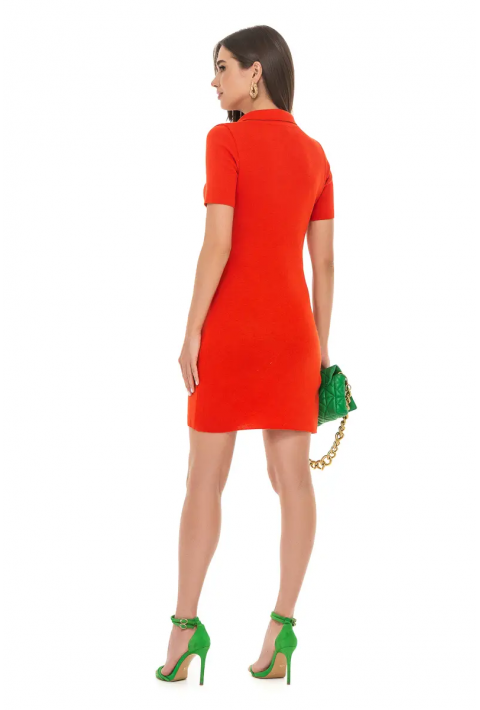 Shotr Sleeves Dress Koral