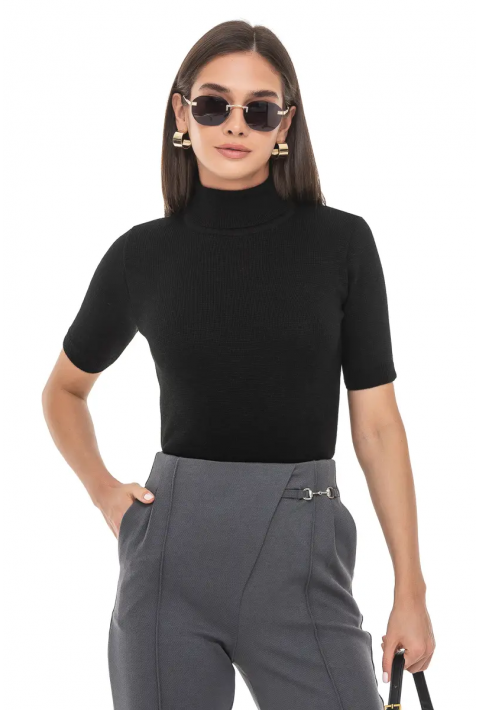 Turtleneck knit pullover Black