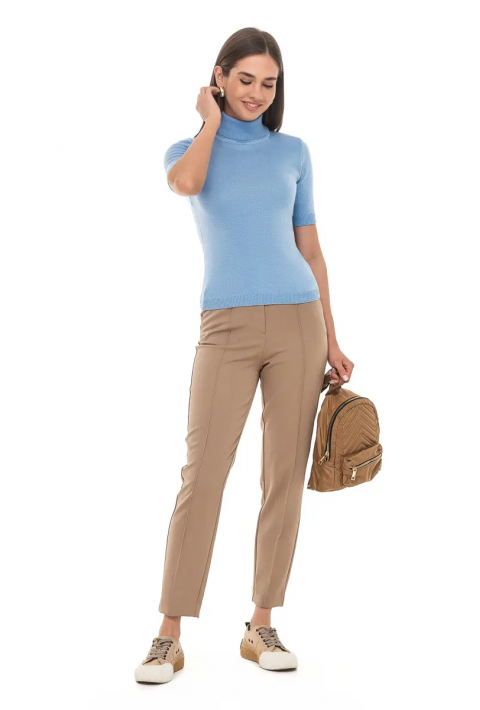 Turtleneck knit pullover Light-blue