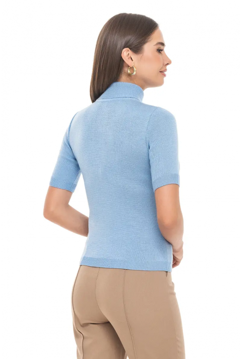 Turtleneck knit pullover Light-blue