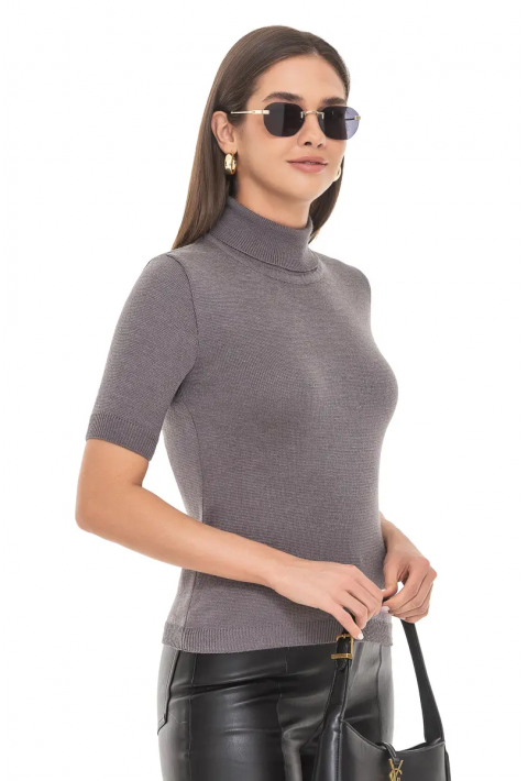 Turtleneck knit pullover Grey