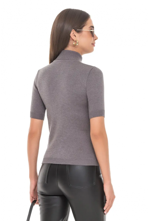 Turtleneck knit pullover Grey