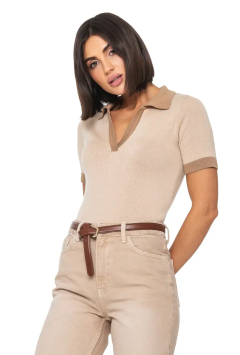Knit T-Shirt  Beige