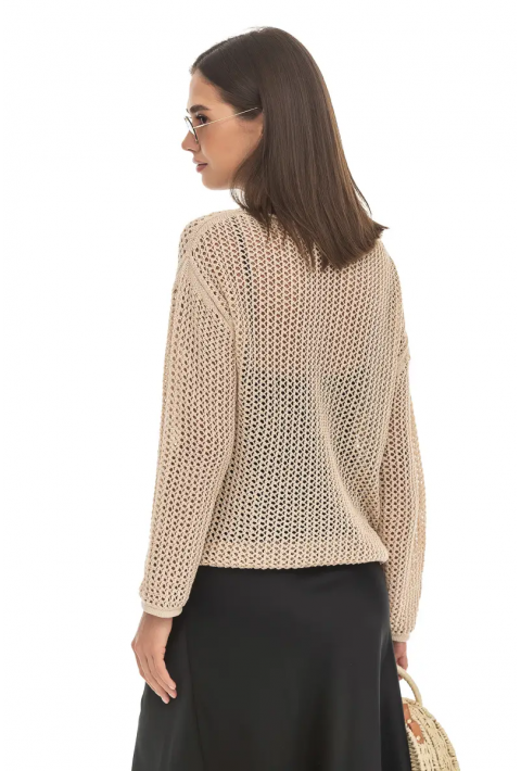 Openwork Knit Sweater Beige