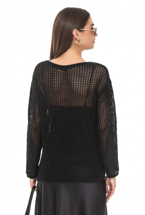 Openwork Knit Sweater Black
