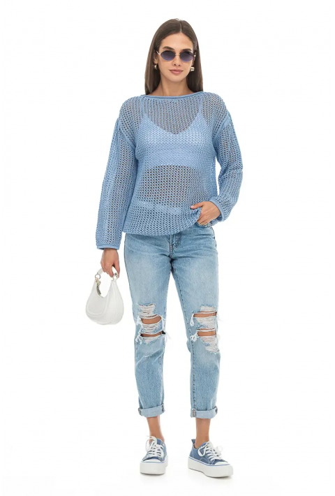 Openwork Knit Sweater Light blue