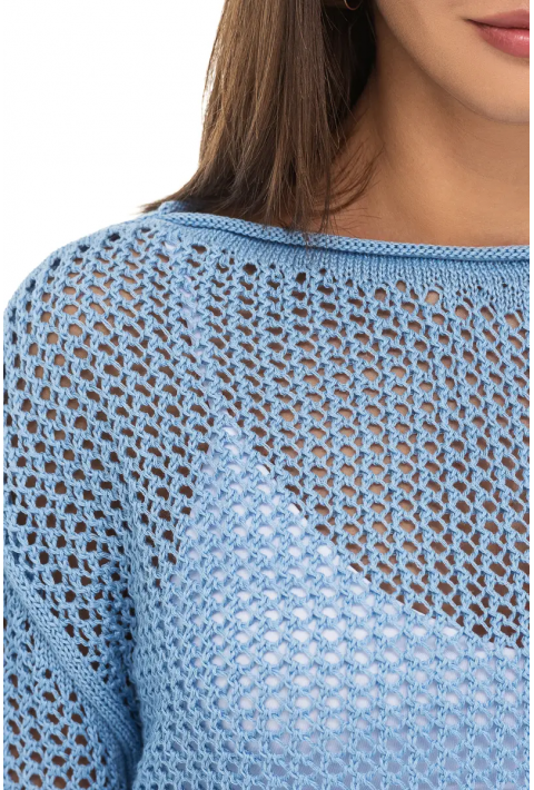 Openwork Knit Sweater Light blue
