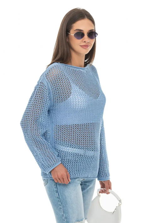 Openwork Knit Sweater Light blue