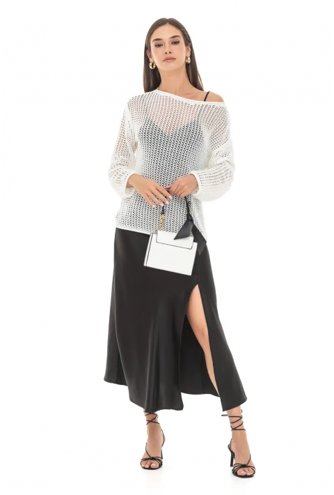 Openwork Knit Sweater Cream
