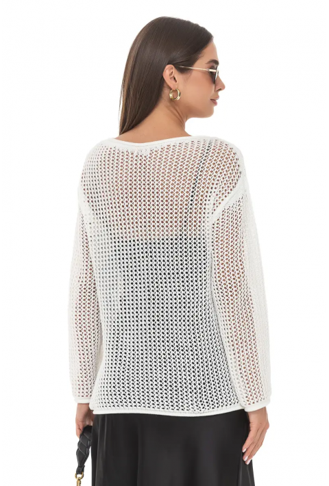 Openwork Knit Sweater Cream