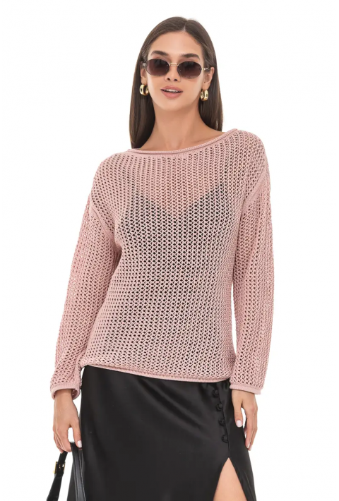 Openwork Knit Sweater Rose