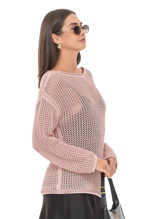 Openwork Knit Sweater Rose