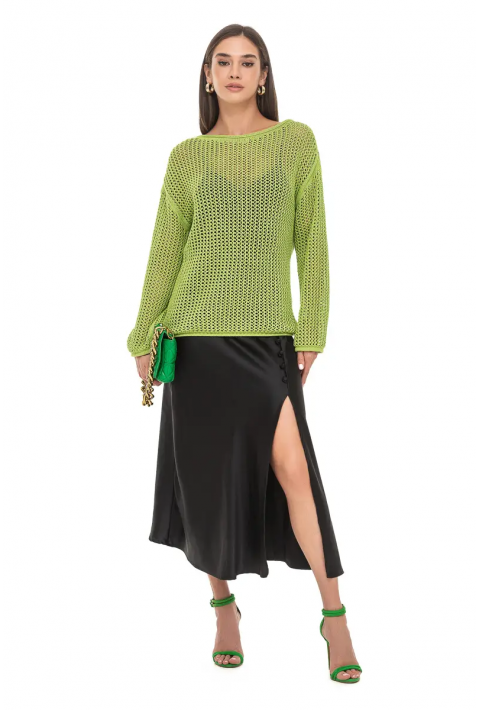 Openwork Knit Sweater Light green