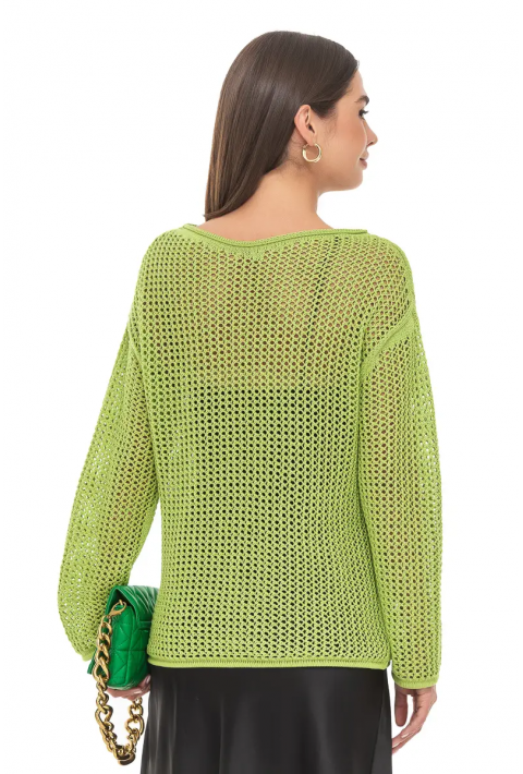 Openwork Knit Sweater Light green