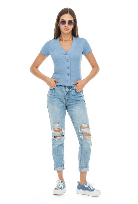 Knit T-Shirt  Light blue