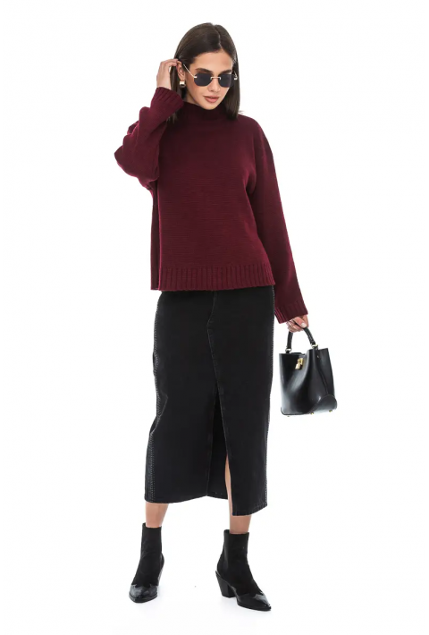 Oversize Knit Sweater Bordeaux