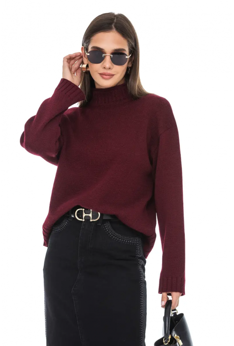 Oversize Knit Sweater Bordeaux