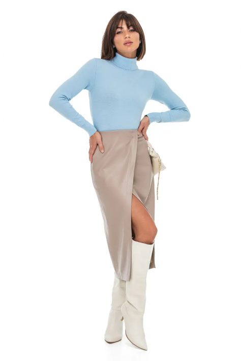 T-neck Knit Jumper Light blue