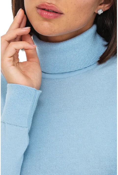 T-neck Knit Jumper Light blue