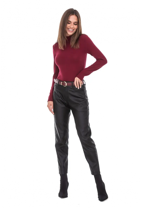 T-neck Knit Jumper Bordeaux