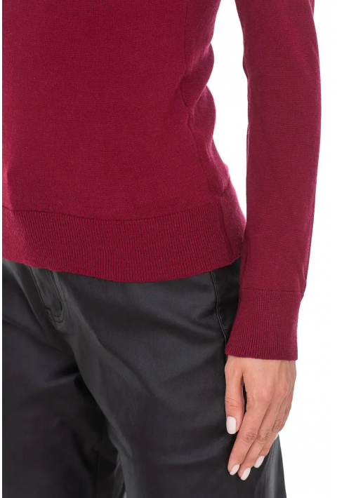 T-neck Knit Jumper Bordeaux