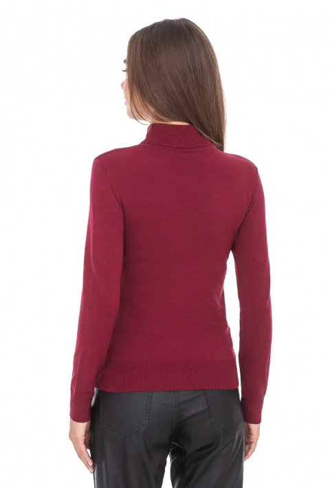 T-neck Knit Jumper Bordeaux