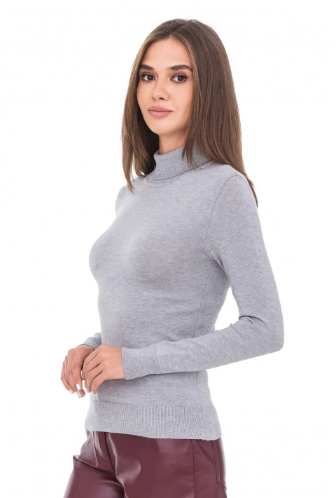 T-neck Knit Jumper Grey