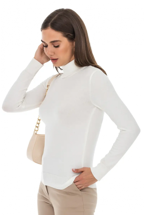 T-neck Knit Jumper Cream