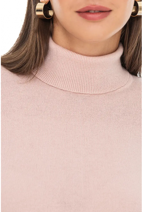 T-neck Knit Jumper Rose