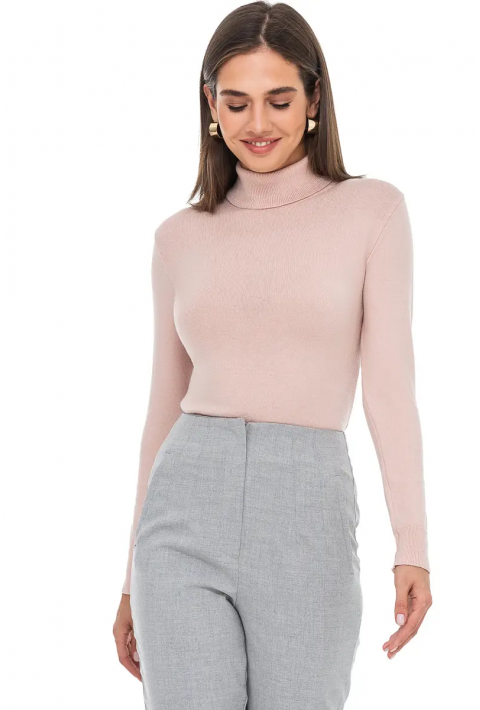 T-neck Knit Jumper Rose