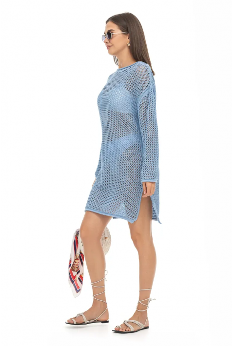  Openwork Summer Dress Light blue